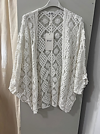 örme Geometrık desenli bolero hırka beyaz
