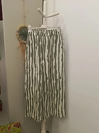 çızgili keten  bol paça pantalon