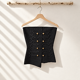 Straplez bluz APOLETLİ siyah-STANDART