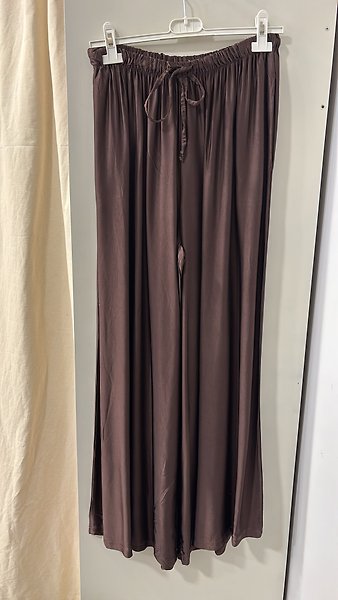Palazzo kesim  ıpek saten pantalon STANDART-kahve