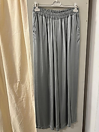 İPEK SATEN PANTALON 46 BEDENE KADAR UYGUN MİNT YEŞİLİ