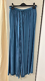 Palazzo kesim  ıpek saten pantalon STANDART-mavi