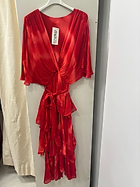 Batik desen kat kat ipek elbise kırmızı
