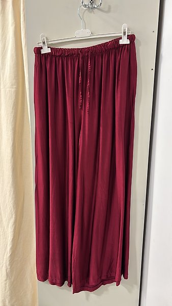 Palazzo kesim  ıpek saten pantalon STANDART-ŞARAP KIZILI
