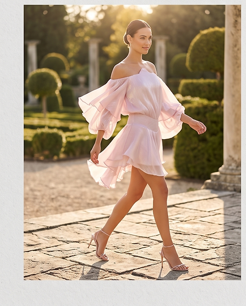 İpek saten elbise S/M-pembe