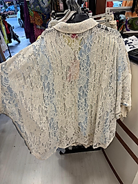 Arkası dantel cizgili mavi gömlel