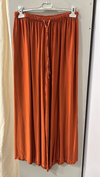 Palazzo kesim  ıpek saten pantalon STANDART-turuncu