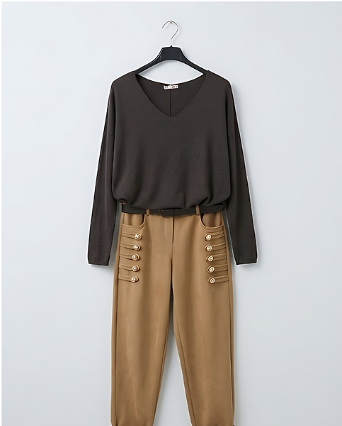 NUBUK GÖRÜNÜMLÜ PANTALON STANDART-CAMEL