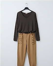 NUBUK GÖRÜNÜMLÜ PANTALON STANDART-CAMEL