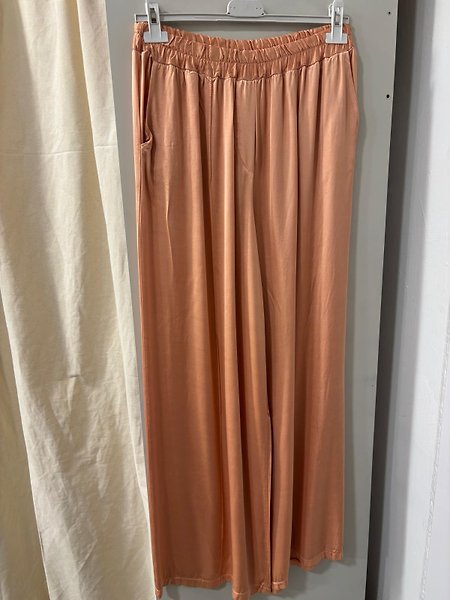 İPEK SATEN PANTALON 46 BEDENE KADAR UYGUN RETRO TURUNCU