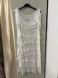 Kat kat midi boy ipekelbise 36/44 beden uyumlu beyaz