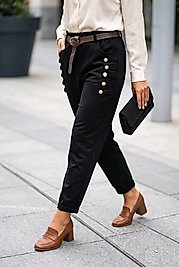 NUBUK GÖRÜNÜMLÜ PANTALON STANDART-siyah