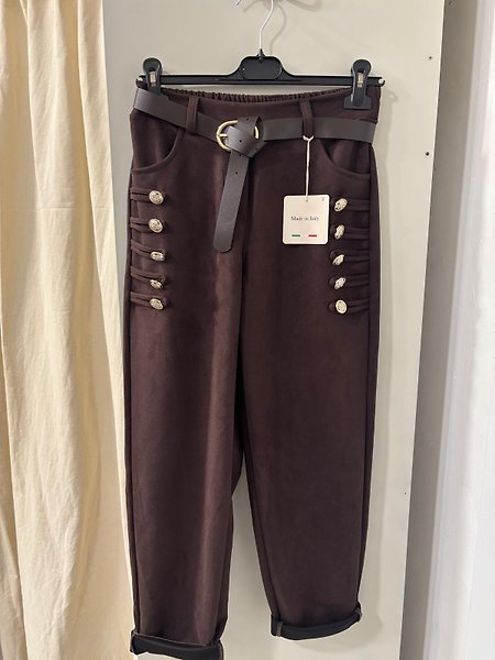 NUBUK GÖRÜNÜMLÜ PANTALON STANDART-Acı kahve