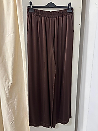 İPEK SATEN PANTALON 46 BEDENE KADAR UYGUN kahve