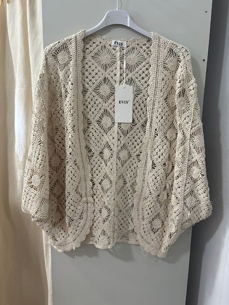 örme Geometrık desenli bolero hırka Bej
