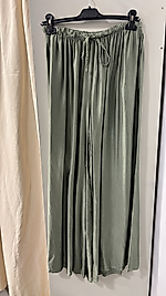 Palazzo kesim  ıpek saten pantalon STANDART-YEŞİL