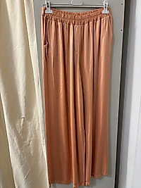 İPEK SATEN PANTALON 46 BEDENE KADAR UYGUN RETRO TURUNCU