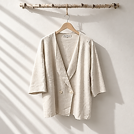 KISA KOLLU YÜN BLAZER CEKET STANDART-KREM