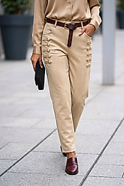 NUBUK GÖRÜNÜMLÜ PANTALON STANDART-Bej