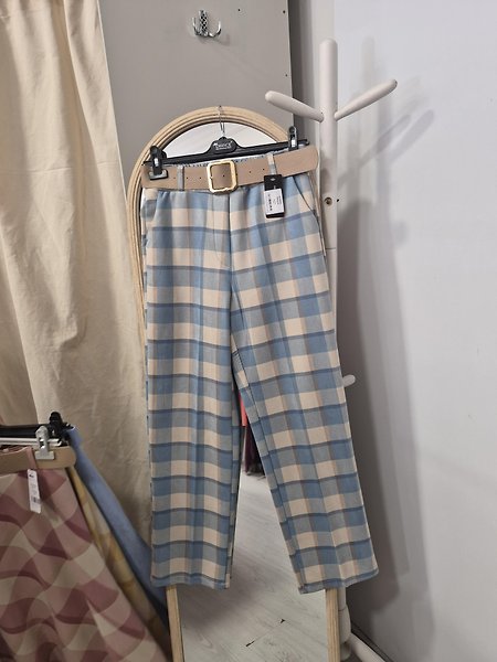 Ekose pantalon nubuk görünümlü 40/46 beden uyumlu