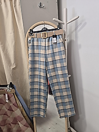 Ekose pantalon nubuk görünümlü 40/46 beden uyumlu mavi
