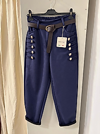 NUBUK GÖRÜNÜMLÜ PANTALON STANDART-lacivert