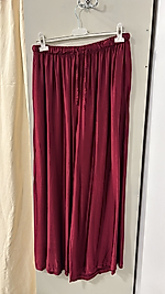 Palazzo kesim  ıpek saten pantalon STANDART-ŞARAP KIZILI